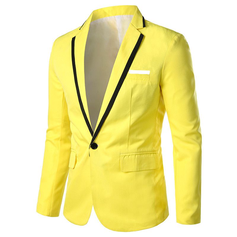 Blazer Esportivo Masculino Casaco Slim Com Um Botão Gola Plana E Bolsos Aba