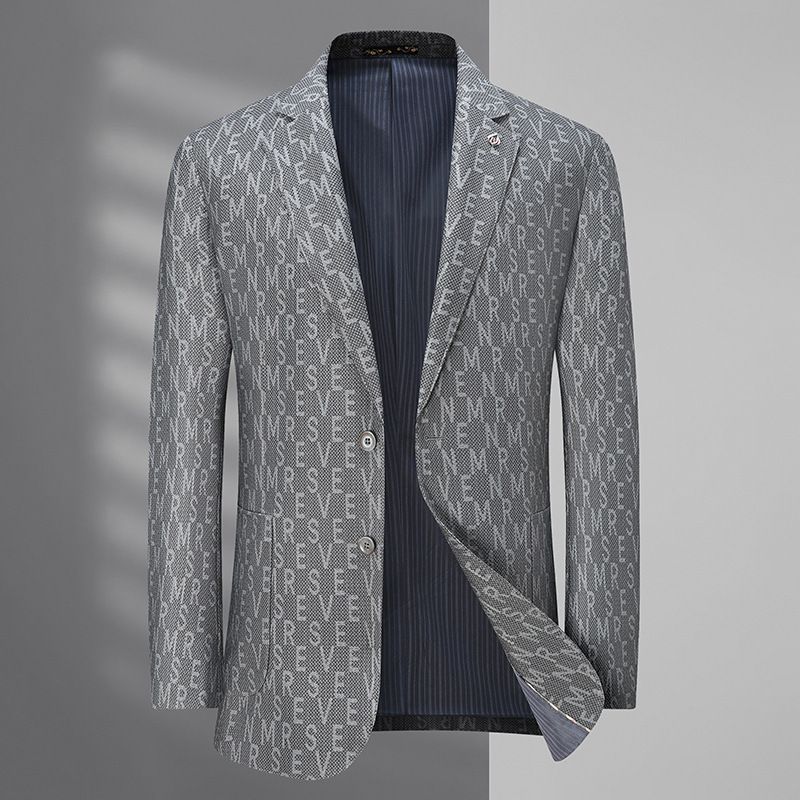 Blazer Esportivo Masculino Casaco Único Dois Botões Listra Casual Elástico Tamanho Grande