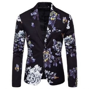 Blazer Esportivo Masculino Com Lapela Planta Floral Padrão Um Botão Fino