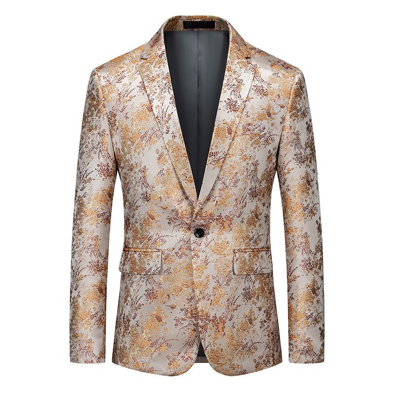 Blazer Esportivo Masculino Com Um Botão E Padrão Floral Moderno Tamanho Grande