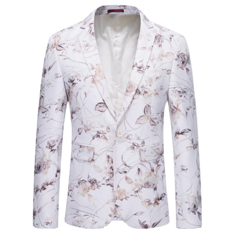 Blazer Esportivo Masculino Moda Floral Padrão Individualidade Empresarial Moderno Com Um Botão