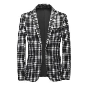 Blazer Grande E Alto Masculino Casaco Esportivo Casual Slim Com Um Botão Xadrez Bloco Cores