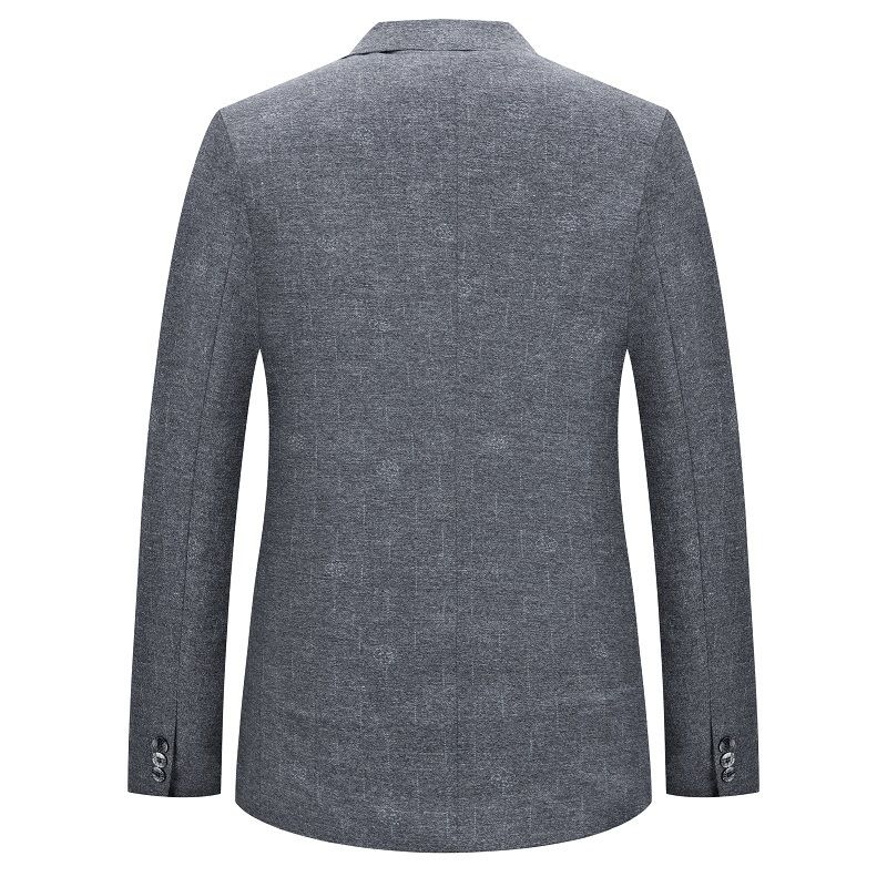 Blazer Grande E Alto Masculino Casaco Esportivo Slim Casual Com Dois Botões Xadrez - Cinza