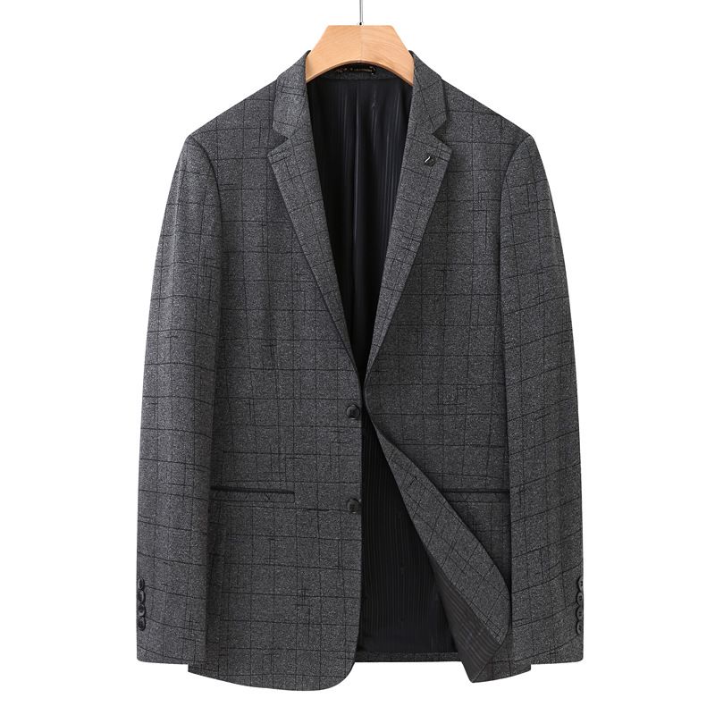 Blazer Grande E Alto Masculino Casaco Esportivo Solto Com Dois Botões Bolso Gola Plana Xadrez