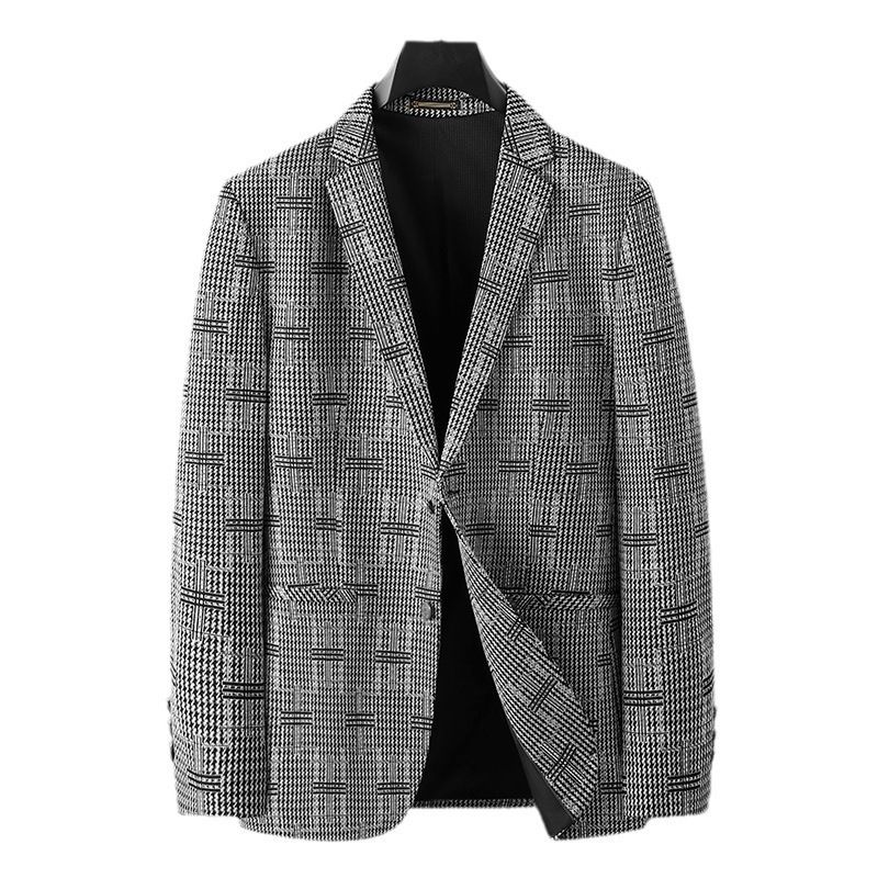 Blazer Grande E Alto Masculino Casaco Esportivo Solto Xadrez Com Dois Botões No Bolso