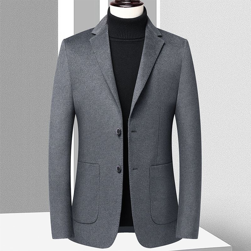 Blazer Masculino Casaco Esportivo Lã Slim Dois Botões - Cinza