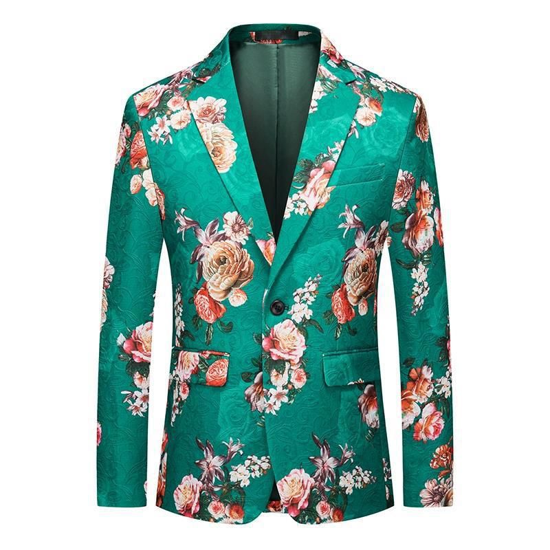 Blazer Masculino Casaco Esportivo Padrão Floral One Botões Rosa