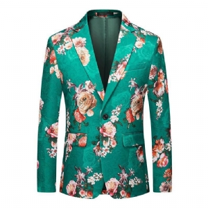 Blazer Masculino Casaco Esportivo Padrão Floral One Botões Rosa