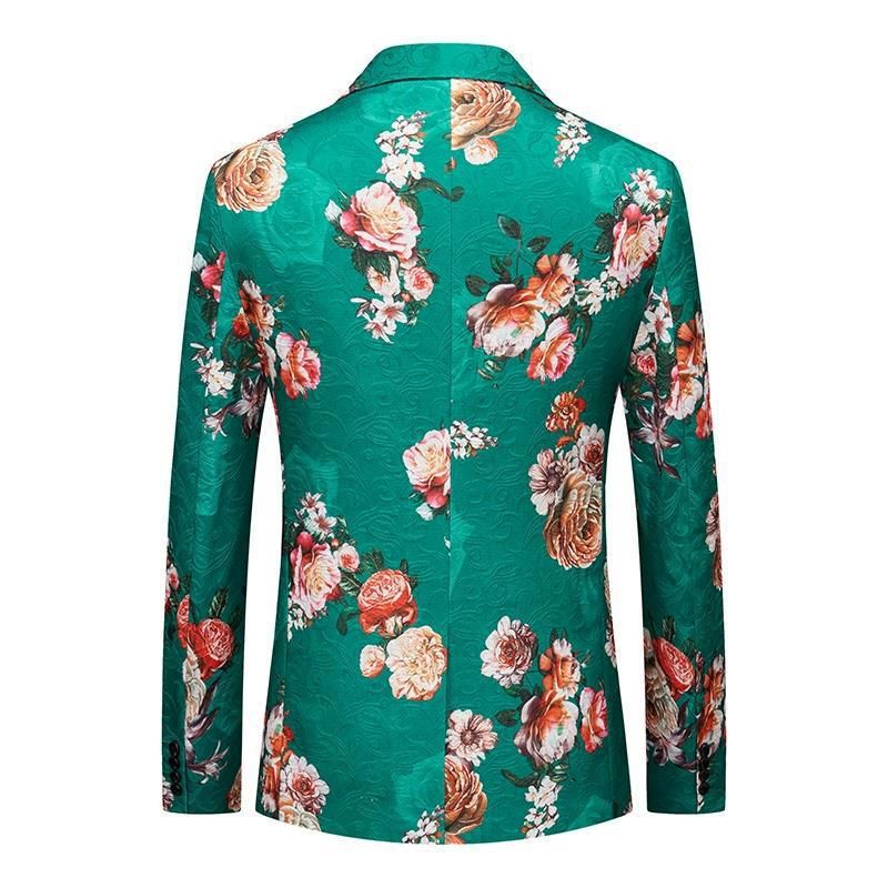 Blazer Masculino Casaco Esportivo Padrão Floral One Botões Rosa - Verde