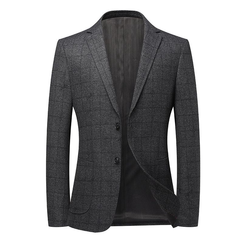 Blazer Masculino Casaco Esportivo Xadrez Slim Elástico Casual Dois Botões