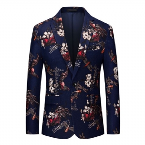 Blazer Masculino Esportivo Casaco Fino Floral Padrão Botânico Um Botão