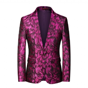 Blazer Masculino Esportivo Casaco Flor Padrão Individualidade Um Botão Fino