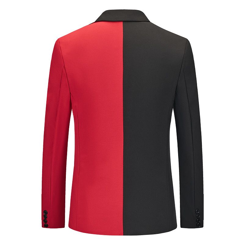 Blazer Masculino Esportivo Casaco Moderno Elegante Cor Bloco Casual Um Botão - Vermelho