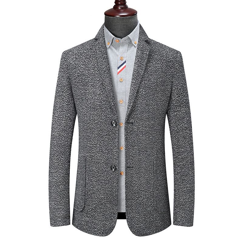 Blazer Masculino Grande E Alto Casaco Esportivo Solto Com Gola Plana Bolso Dois Botões