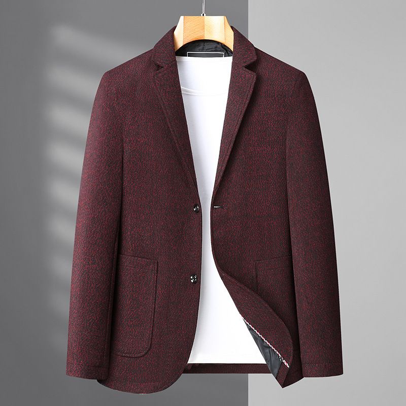 Blazer Masculino Grande E Alto Casaco Esportivo Solto Com Gola Plana Bolso Dois Botões - Vermelho