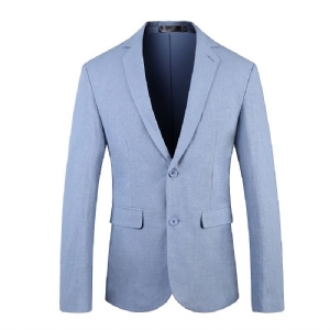 Blazer Masculino Grandes Casaco Esportivo Peito Único Dois Botões Cor Sólida Conjunto Aba Bolso Gola Plana