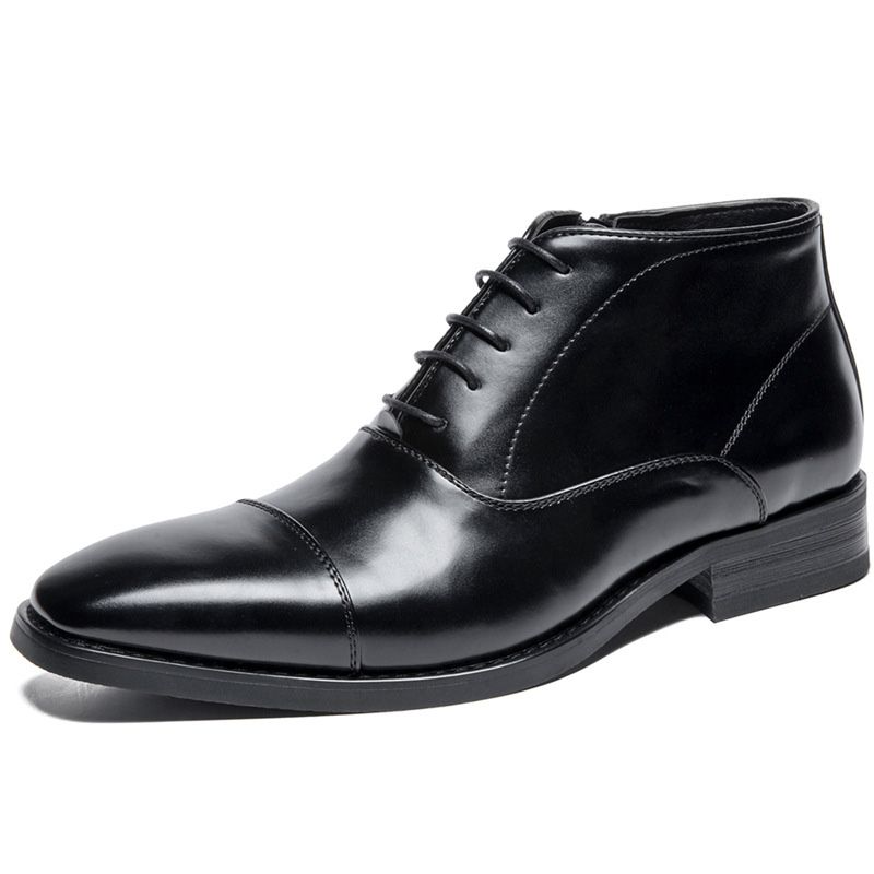 Botas Martin Sapatos Formais Masculinos Com Cadarço E Zíper Lateral - Preto