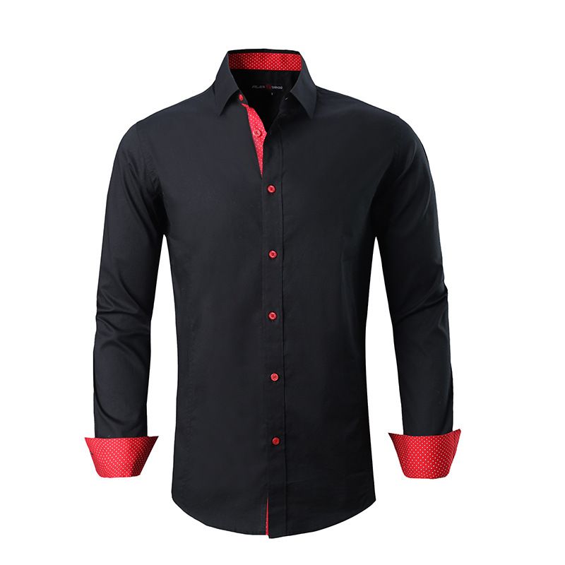 Camisa Masculina Com Lapela E Manga Comprida Em Bloco Colorido