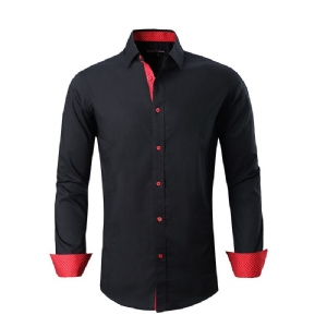 Camisa Masculina Com Lapela E Manga Comprida Em Bloco Colorido