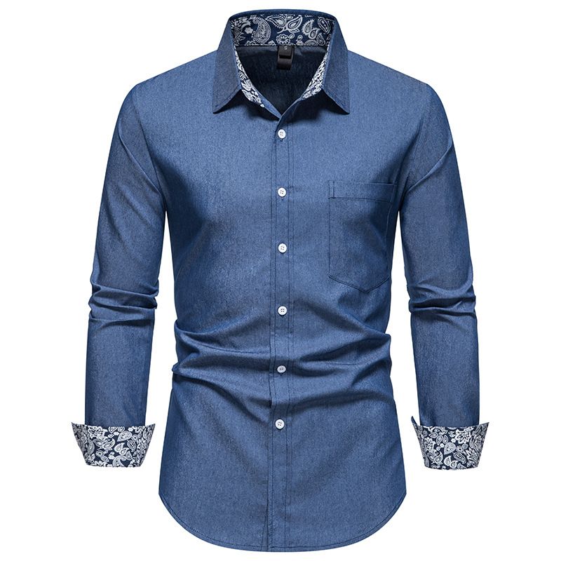 Camisa Masculina Jeans Manga Longa