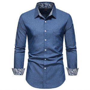 Camisa Masculina Jeans Manga Longa