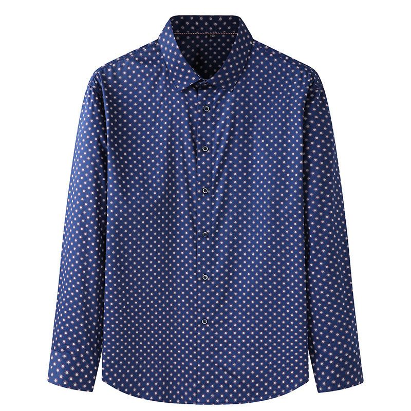 Camisa Masculina Polka Dot Padrão Manga Longa Solta