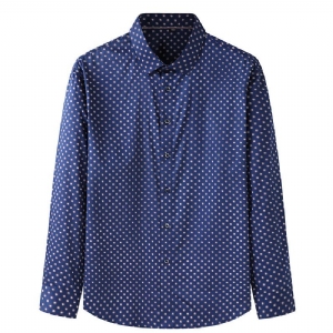 Camisa Masculina Polka Dot Padrão Manga Longa Solta