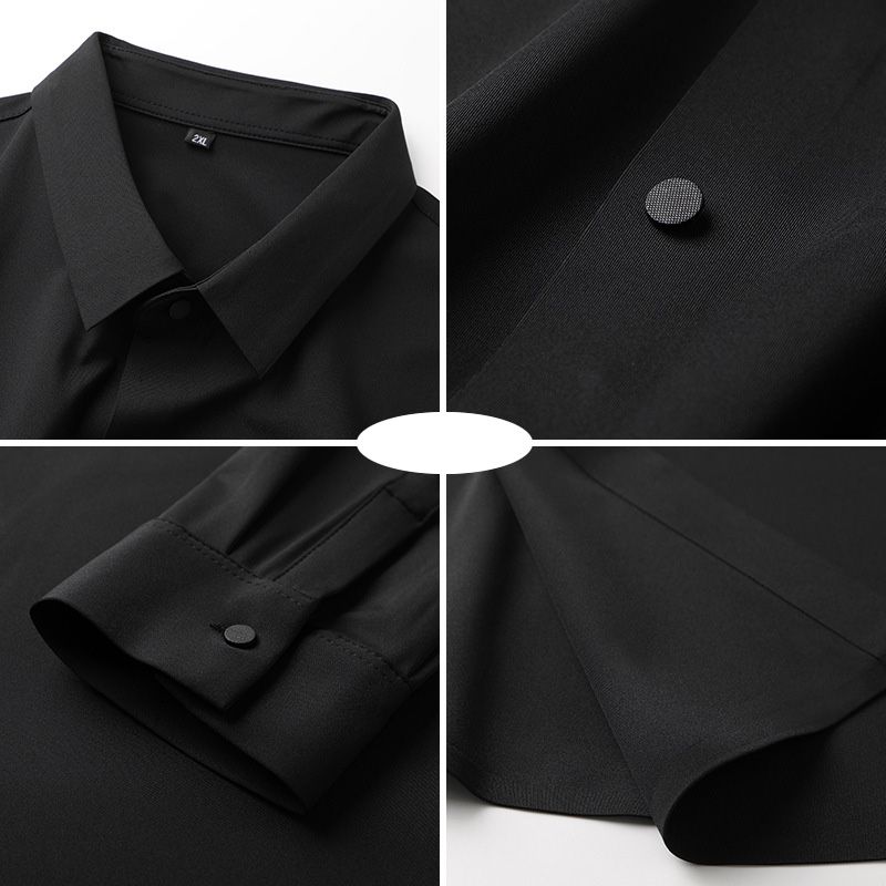 Camisa Social Masculina Grandes Camiseta Fácil Cuidado Elástica Solta - Preto