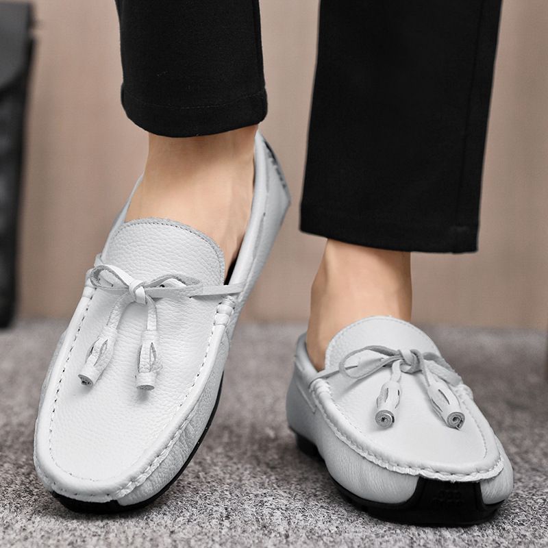 Mocassim Masculino Borla Couro Vaca - Branco