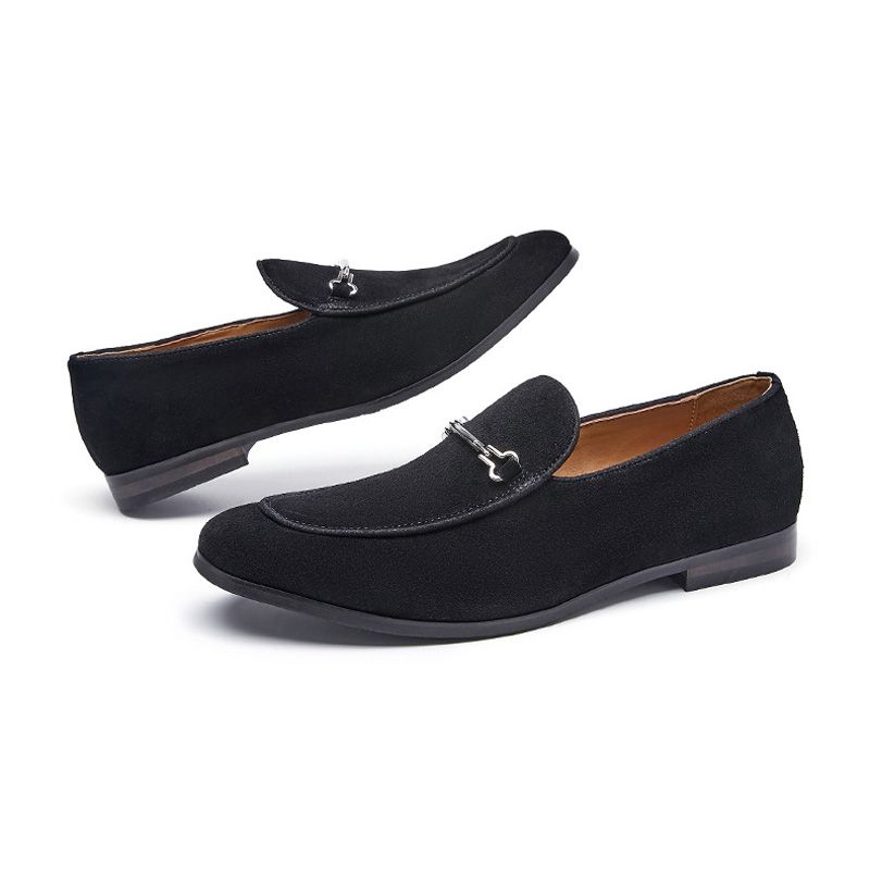 Mocassim Masculino Couro Nobuck Bico Redondo - Preto