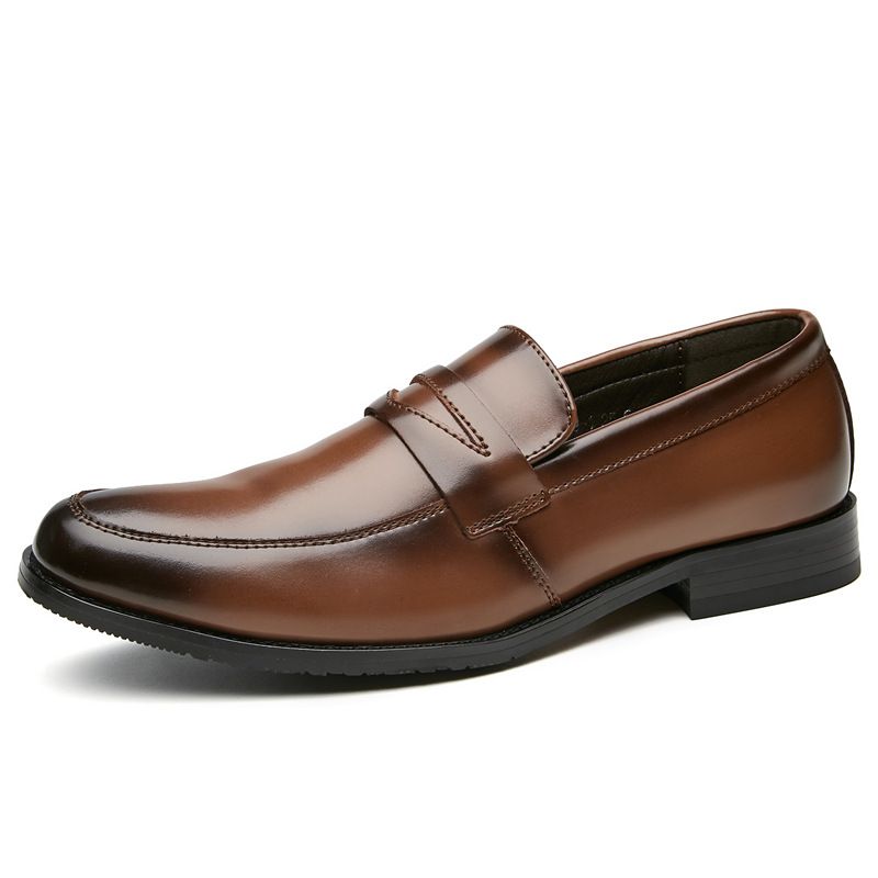 Sapatos Formais Masculinos Mocassim Couro Vaca Bico Redondo Slip-on