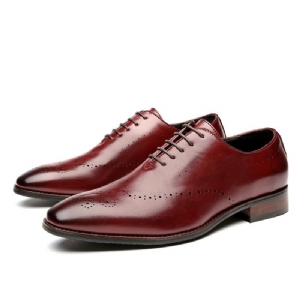 Sapatos Formais Masculinos Oxford Brogue Esculpido Biqueira Esculpida Com Salto Madeira