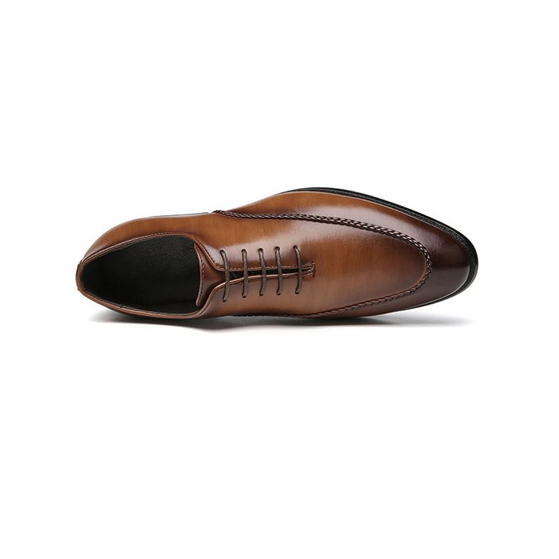 Sapatos Formais Masculinos Oxford Business Modern Retro Cinzelado Toe - Marrom