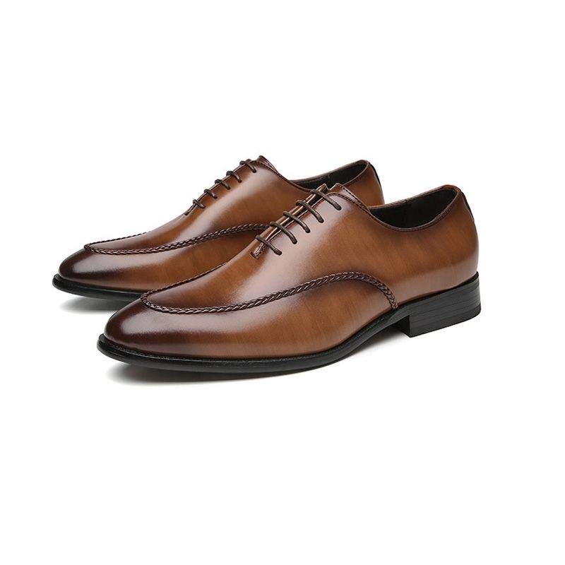 Sapatos Formais Masculinos Oxford Business Modern Retro Cinzelado Toe - Marrom