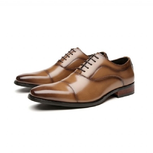 Sapatos Formais Masculinos Oxford Cap Toe Couro Vaca Salto Madeira