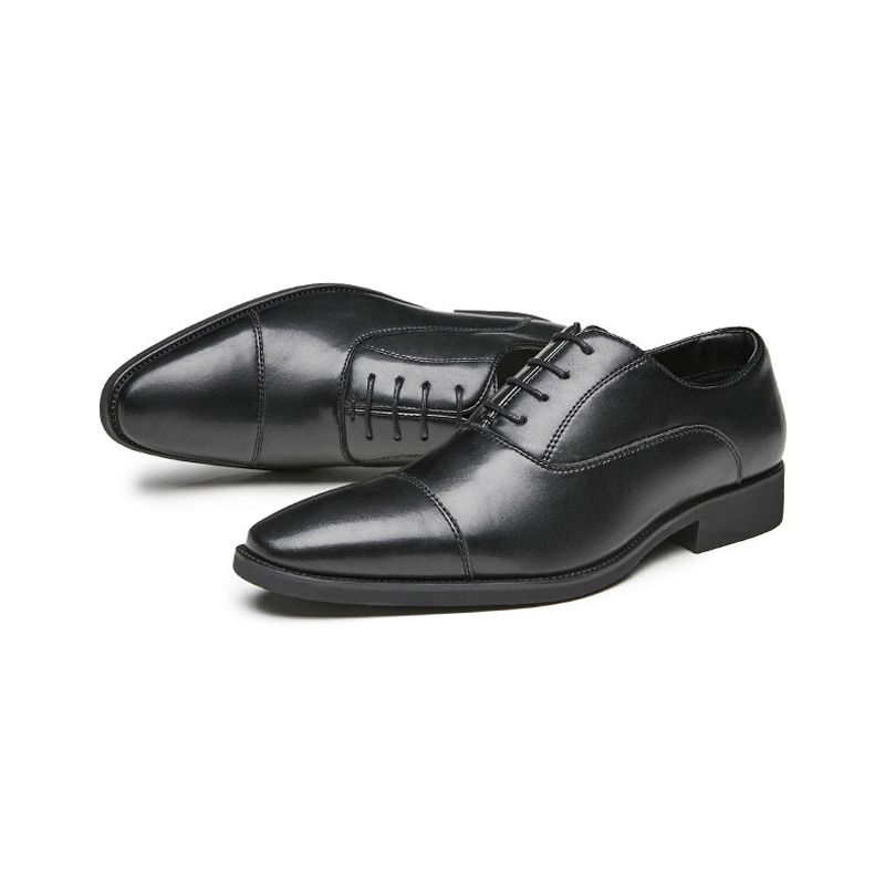 Sapatos Formais Masculinos Oxford Com Cadarço E Bico Fino - Preto