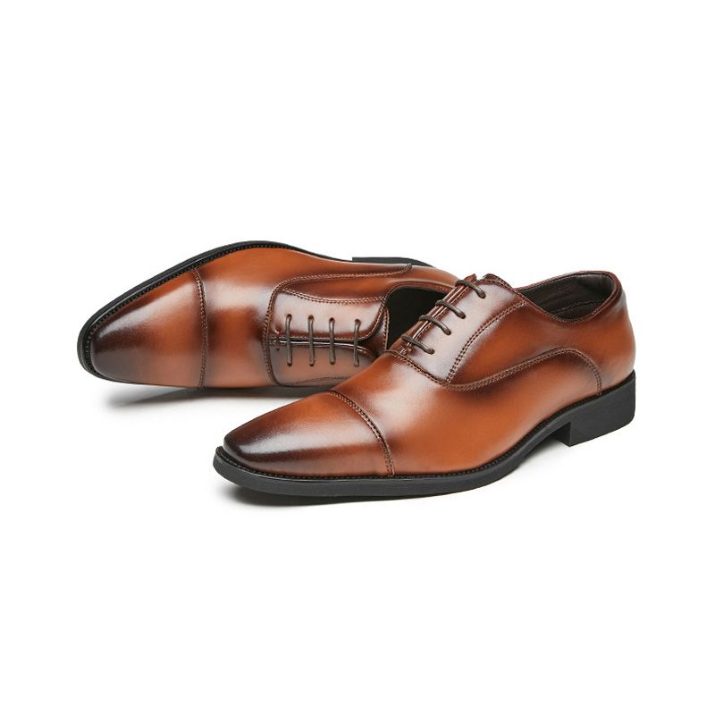 Sapatos Formais Masculinos Oxford Com Cadarço E Bico Fino - Marrom