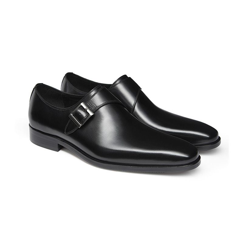 Sapatos Monge Masculinos Sociais Fivela Couro Vaca - Preto