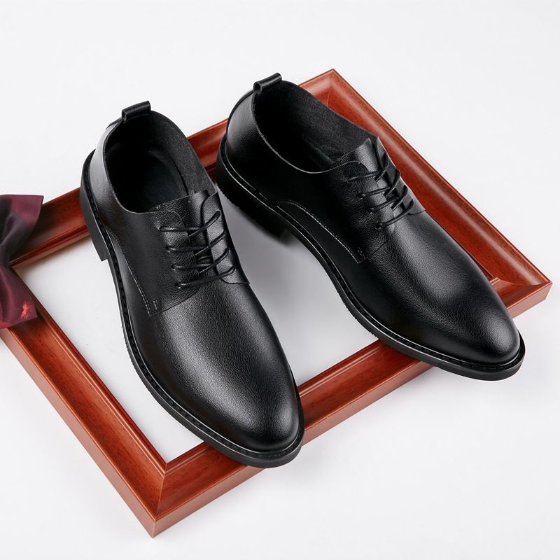 Sapatos Sociais Masculinos Com Cadarço E Sola Macia Confortável Derby - Preto