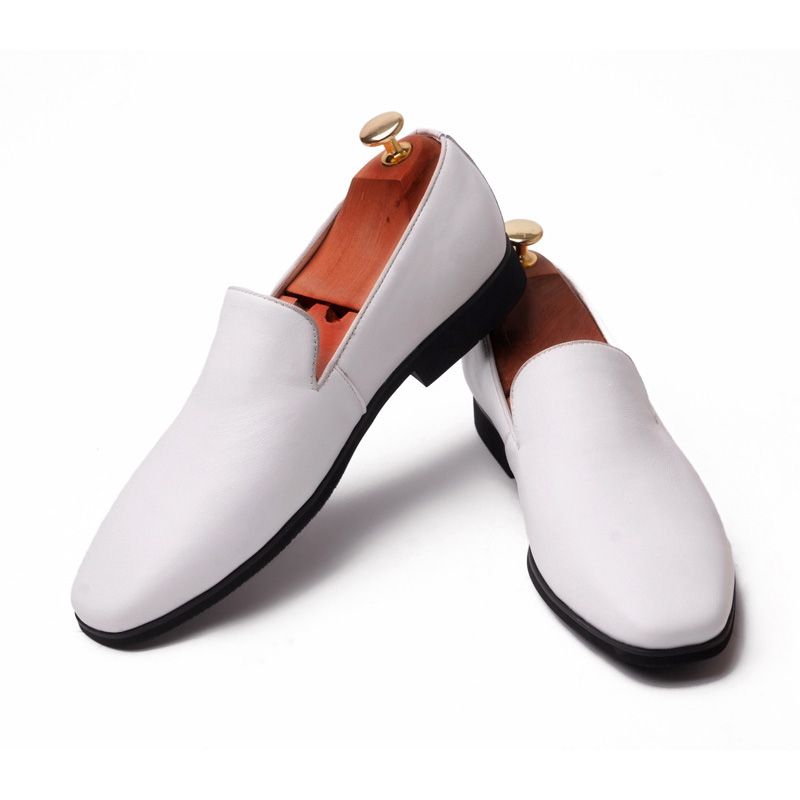 Sapatos Sociais Masculinos Couro Vaca Mocassim Casamento - Branco