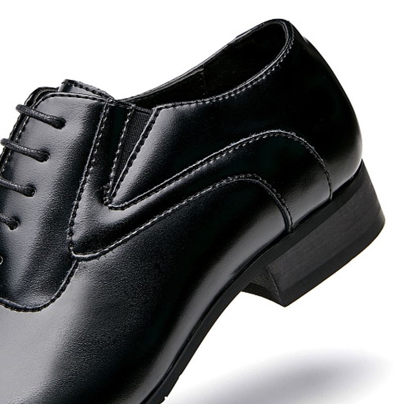 Sapatos Sociais Masculinos Oxford Com 5 Ilhós Couro Vaca E Bico Quadrado - Preto