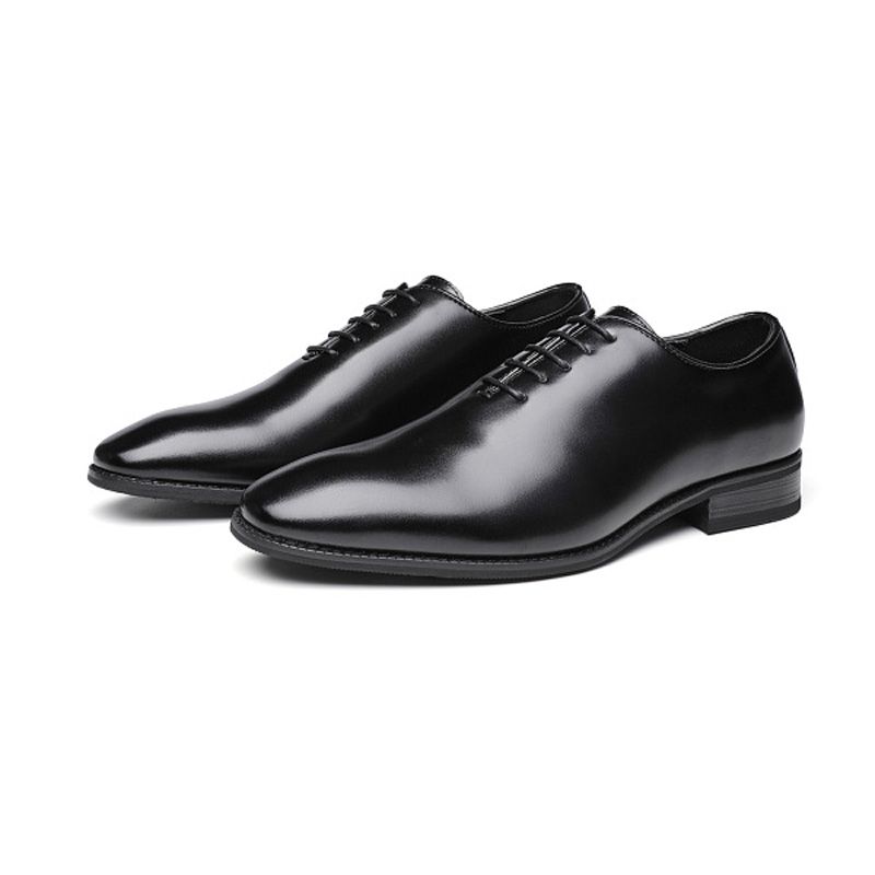 Sapatos Sociais Masculinos Oxford Couro Vaca Com Cadarço E Bico Fino - Preto