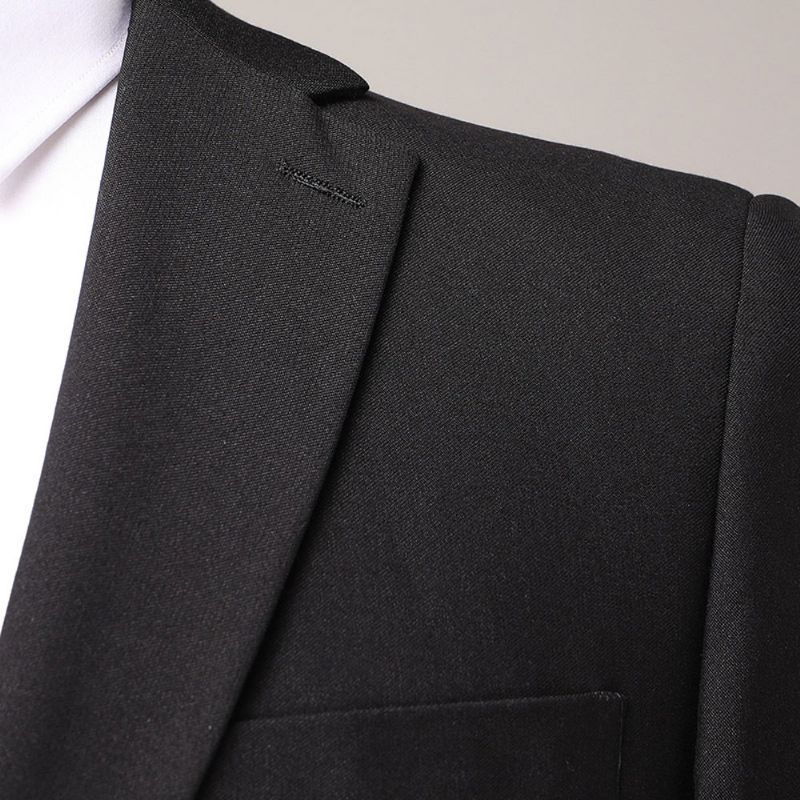 Terno Masculino 2 Peças Slim Negócios Moderno Formal Vestido Casamento Dois Botões - Preto