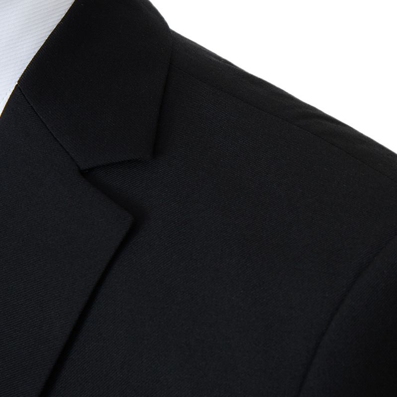 Terno Masculino 3 Peças Com Dois Botões Vestido Formal Fino Cor Sólida Tamanho Grande - Preto