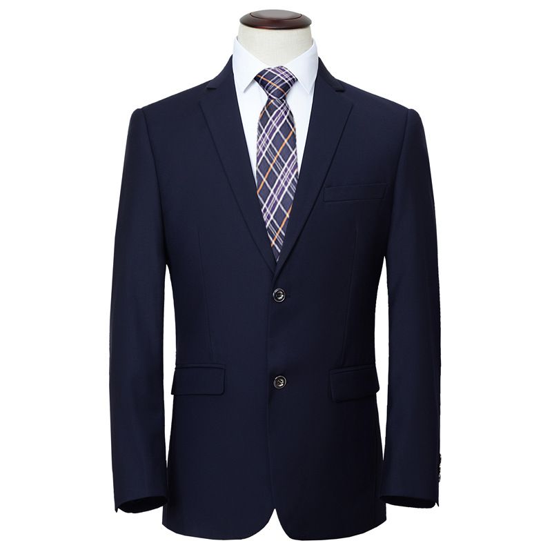 Terno Masculino 3 Peças Com Dois Botões Vestido Formal Fino Cor Sólida Tamanho Grande - Azul Escuro