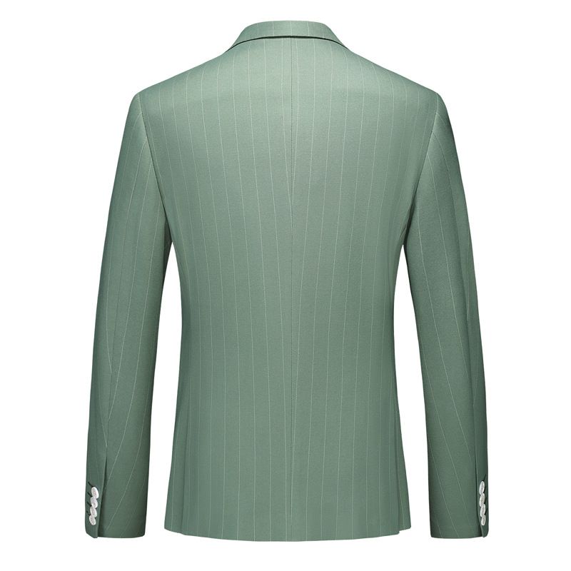 Terno Masculino 3 Peças Roupas Formais Listra Padrão Único Breasted Dois Botões Elegante - Verde