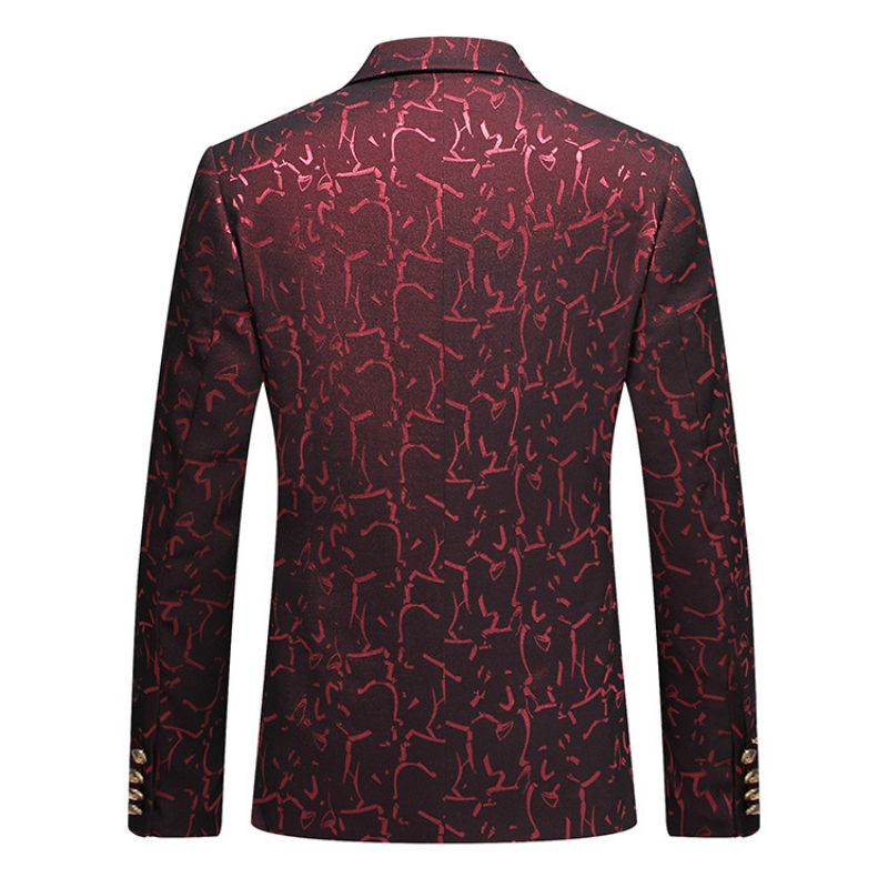 Terno Masculino Grande E Alto 3 Peças Com Estampa Floral Trespassada Dupla - Vermelho