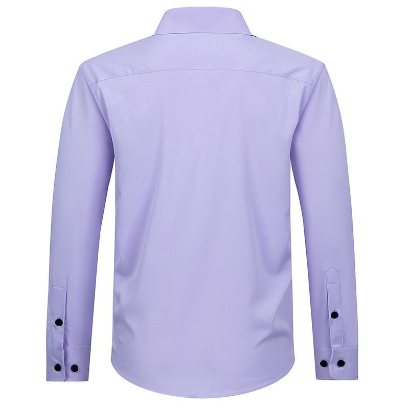 Vestido Masculino Camisa Manga Longa Cor Sólida Elástico Business Moderno Tamanho Grande - Roxo